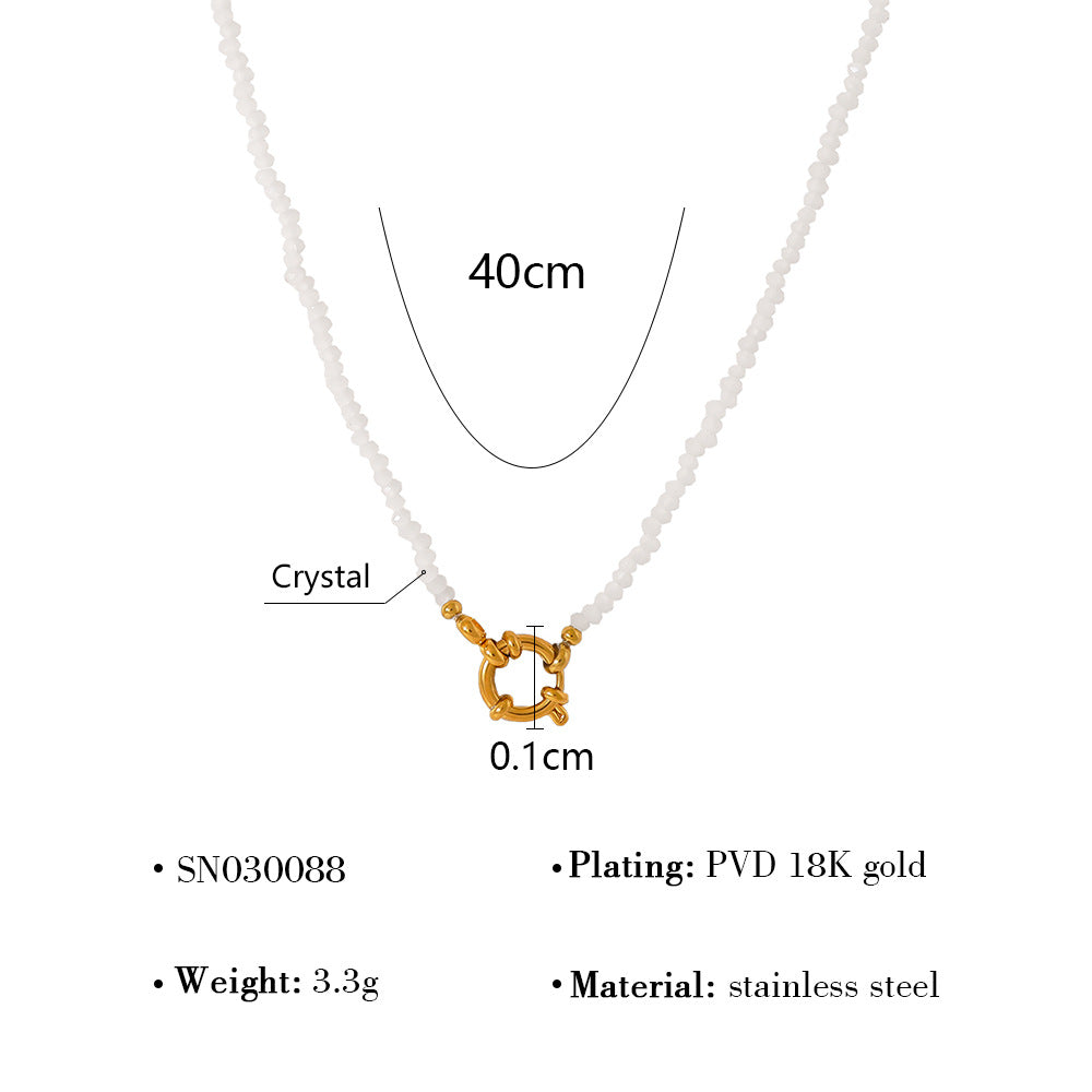 18K Gold Plated Titanium Steel Beaded Heart Pendant Necklace | Fashion Jewelry Set