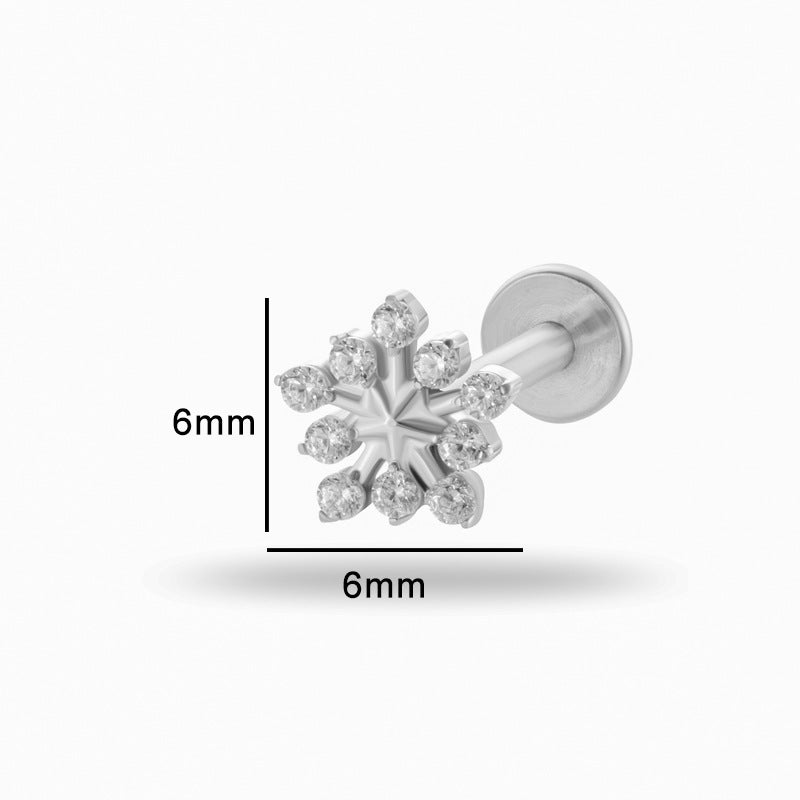 Titanium Internally Threaded Square CZ Cartilage Stud – Flat Back Piercing Jewelry for Helix, Tragus, Conch