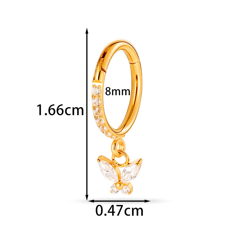F136 Titanium Zircon Star & Moon Dangle Cartilage Piercing | Lip & Ear Jewelry | Hypoallergenic & Stylish