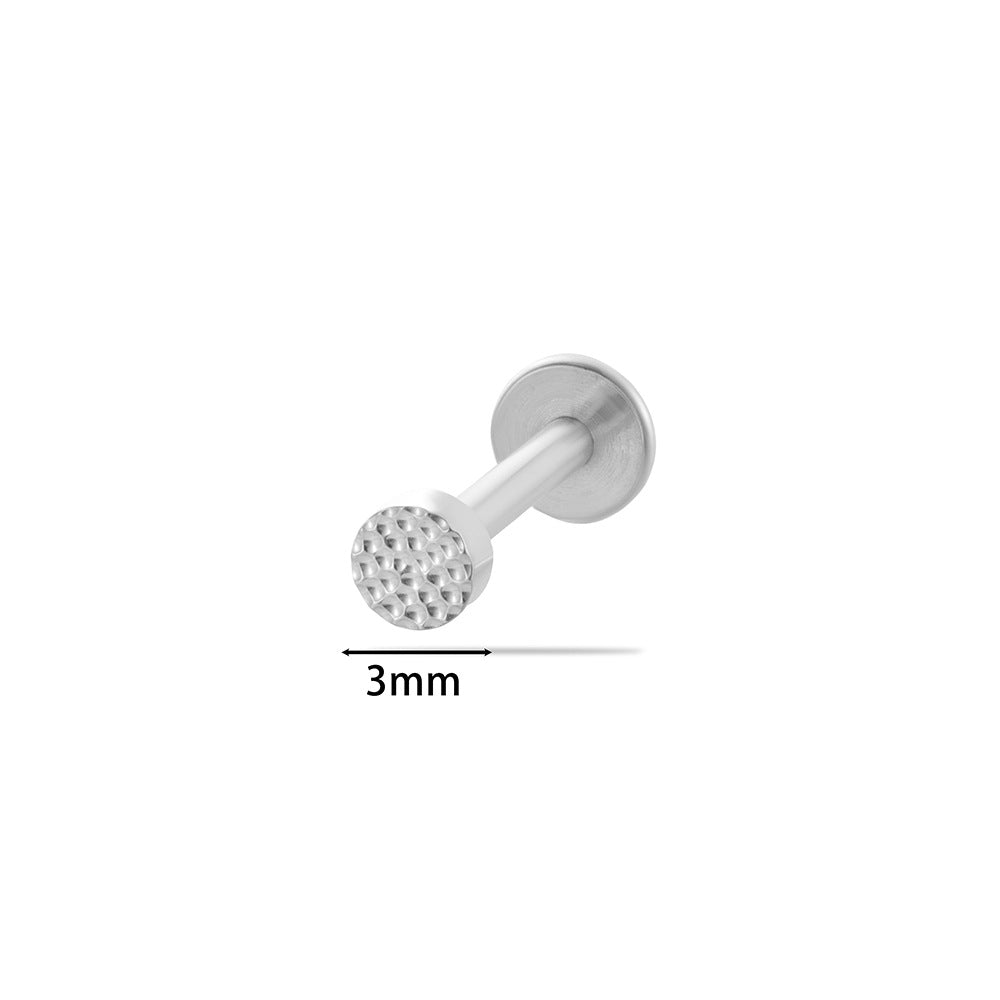 F136 Titanium Alloy Round Disc Hammered Texture Cartilage Piercing Lip Piercing Barbell – Fashionable Body Jewelry for Piercings