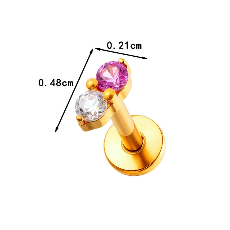 G23 Titanium Piercing with Zirconia - Flat Back Lip, Cartilage & Helix Stud | Push Pin Design