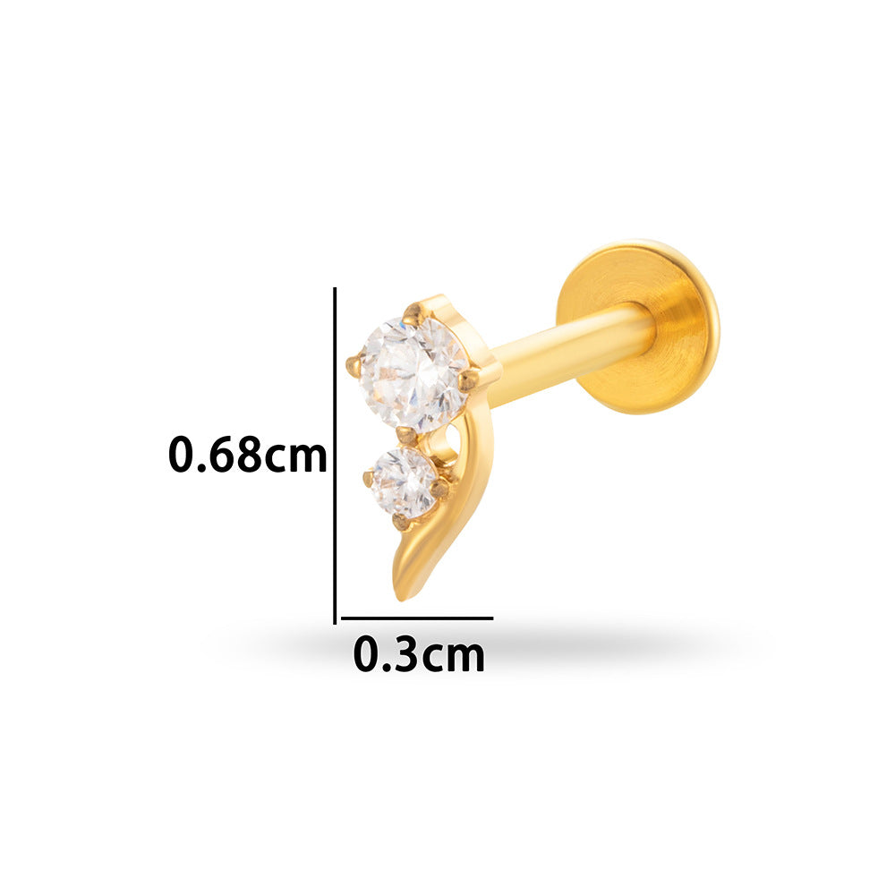 G23/F136 Titanium Internally Threaded CZ Flat-Back Cartilage Stud Earrings