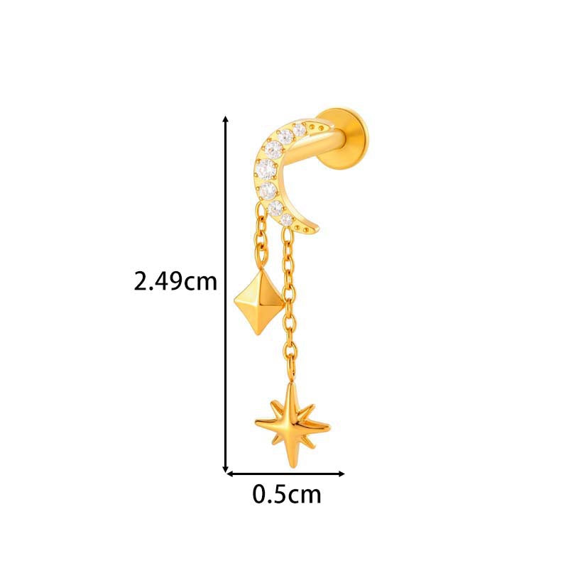 F136 Titanium Internally Threaded Flower CZ Cartilage Stud – Hypoallergenic Piercing Jewelry