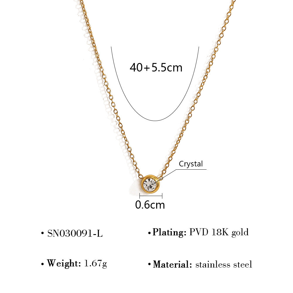 18K Gold Plated Titanium Steel Crystal Pendant Necklace | Sunflower & Round Pendant, Trendy Fashion Jewelry