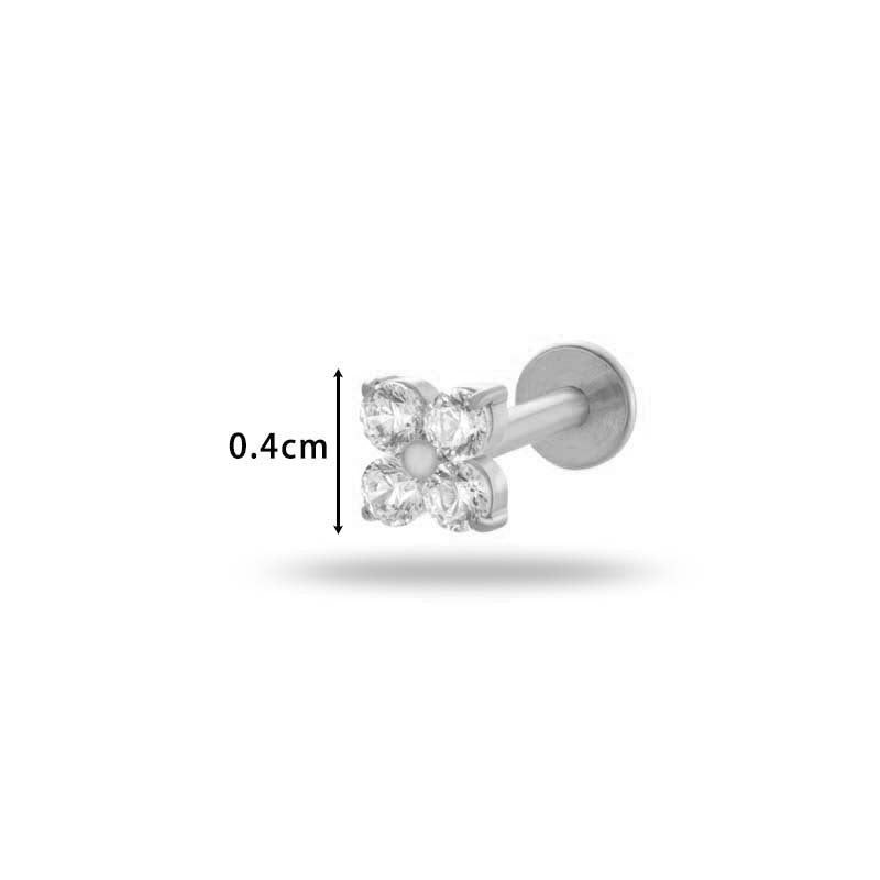 G23/F136 Titanium Internally Threaded CZ Flat-Back Cartilage Stud Earrings – Hypoallergenic Piercing Jewelry for Helix, Tragus, Conch & Lobe