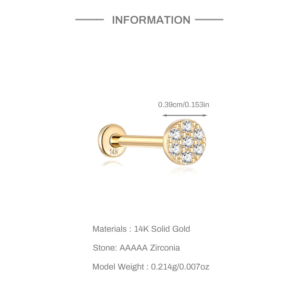 14K Gold Round Zircon Stud Earrings – Hypoallergenic & Everyday Shine