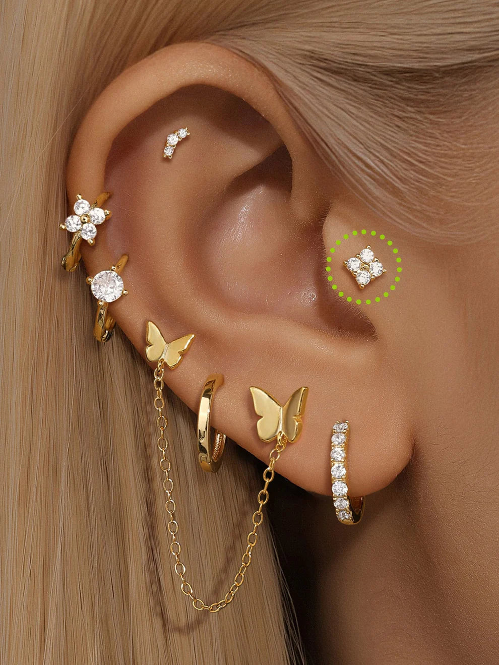 14K Gold Square-Cut Zircon Stud Earrings – Modern & Hypoallergenic