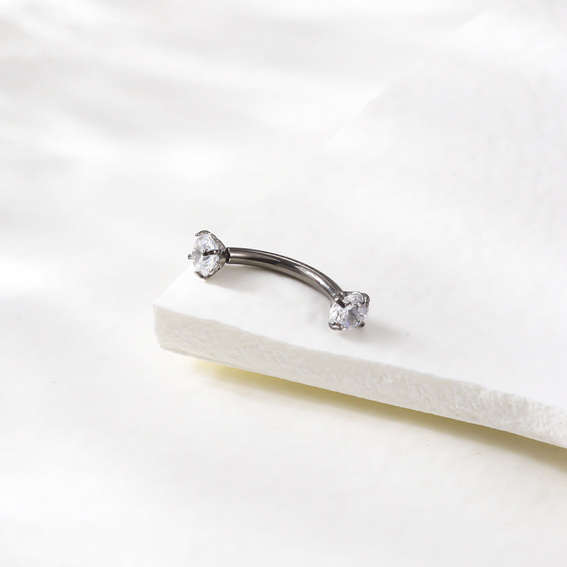 G23/F136 Titanium 3mm CZ Internally Threaded Labret, Curved Barbell & Horseshoe Piercing Jewelry – Silver