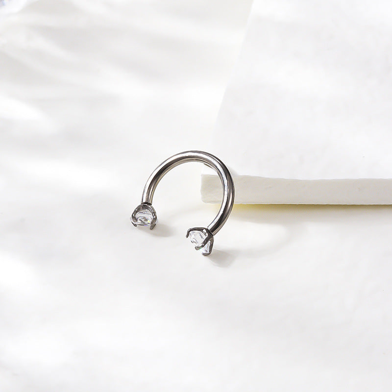 G23/F136 Titanium 3mm CZ Internally Threaded Labret, Curved Barbell & Horseshoe Piercing Jewelry – Silver