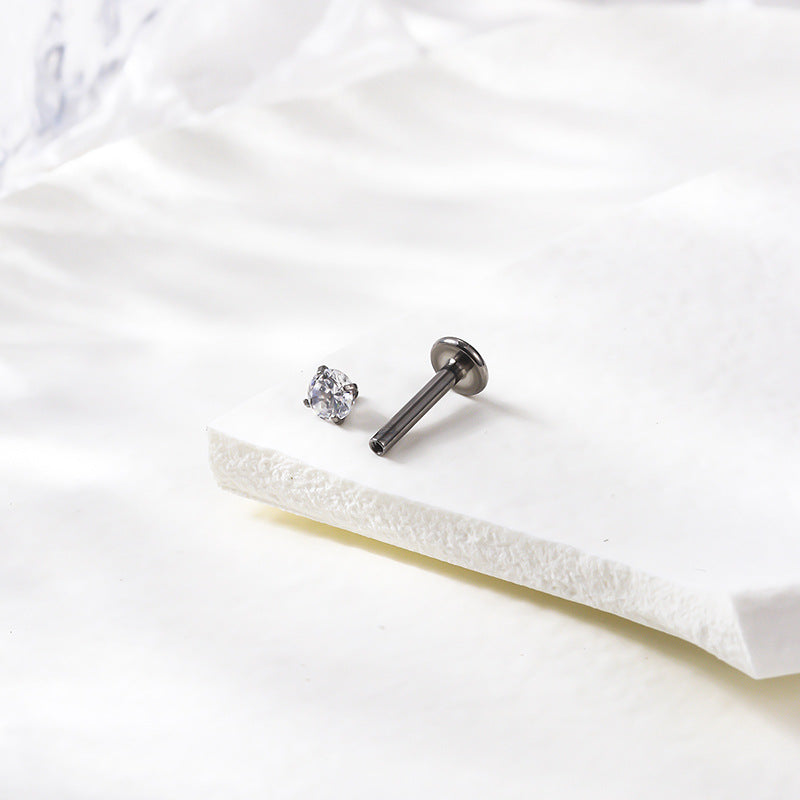 G23/F136 Titanium 3mm CZ Internally Threaded Labret, Curved Barbell & Horseshoe Piercing Jewelry – Silver