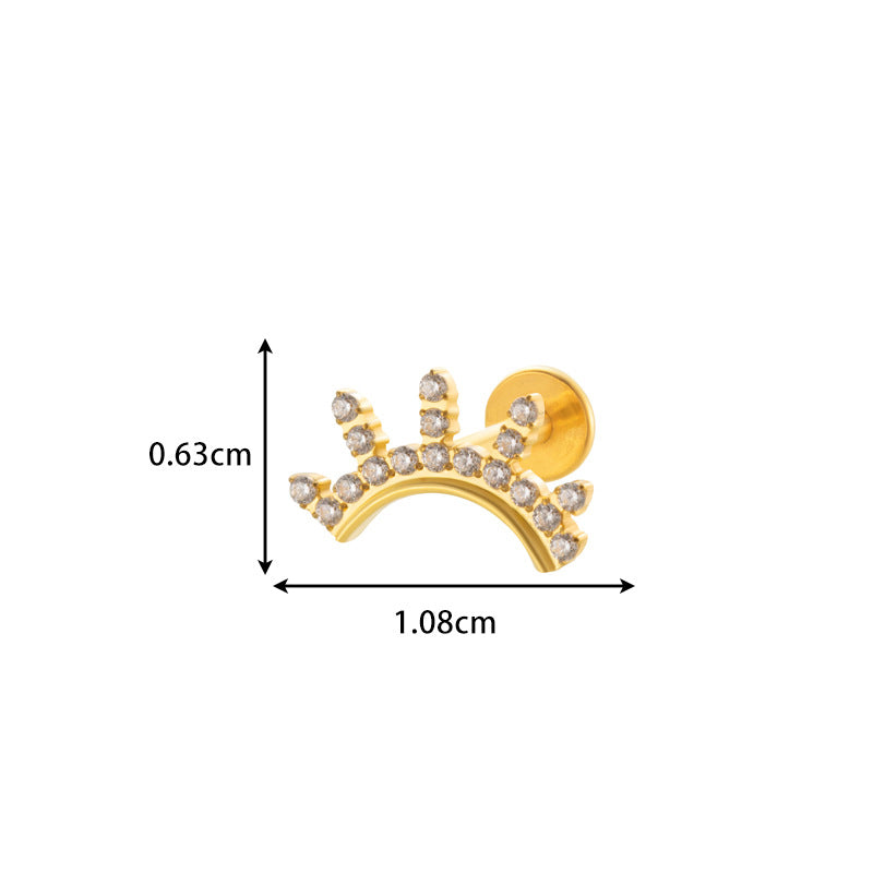 F136 Titanium Internally Threaded CZ Cartilage Stud Earrings – Flat Back Piercing Jewelry