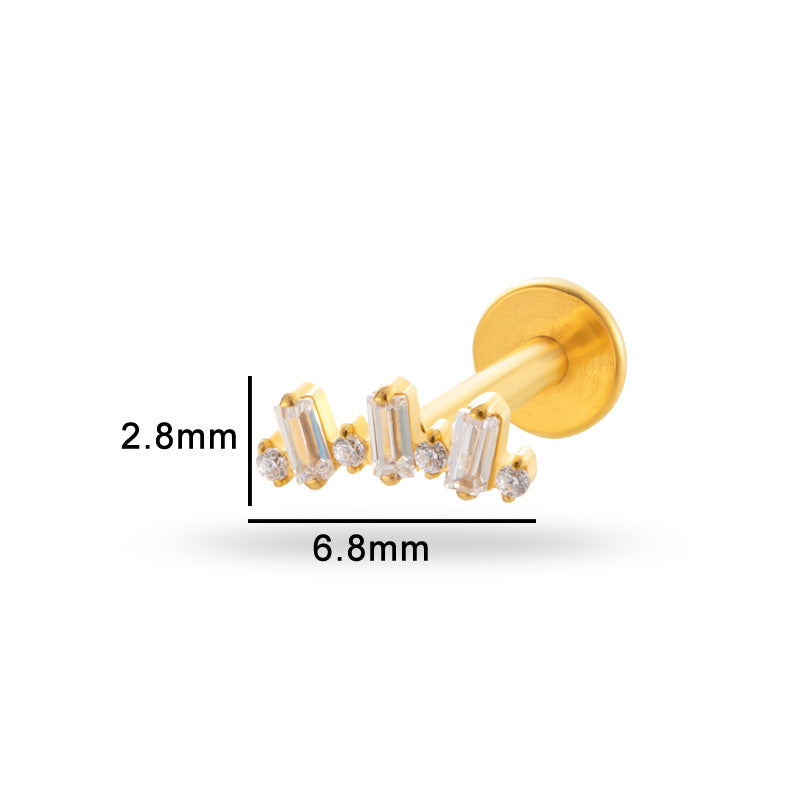 G23/F136 Titanium Internally Threaded Cartilage Stud – Luxury Lightweight Piercing Jewelry with CZ