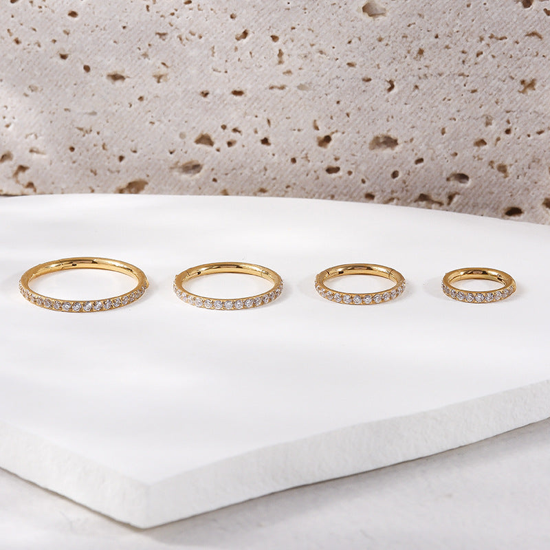 Titanium CZ Hinged Segment Ring Nose Hoop Ear Cartilage Clicker ASTM F136 16G Piercing Jewelry