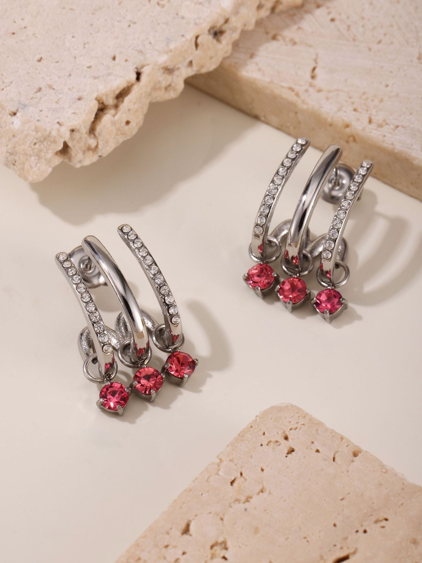 Tassel Zircon Earrings – Elegant Stainless Steel Dangle Earrings for Women