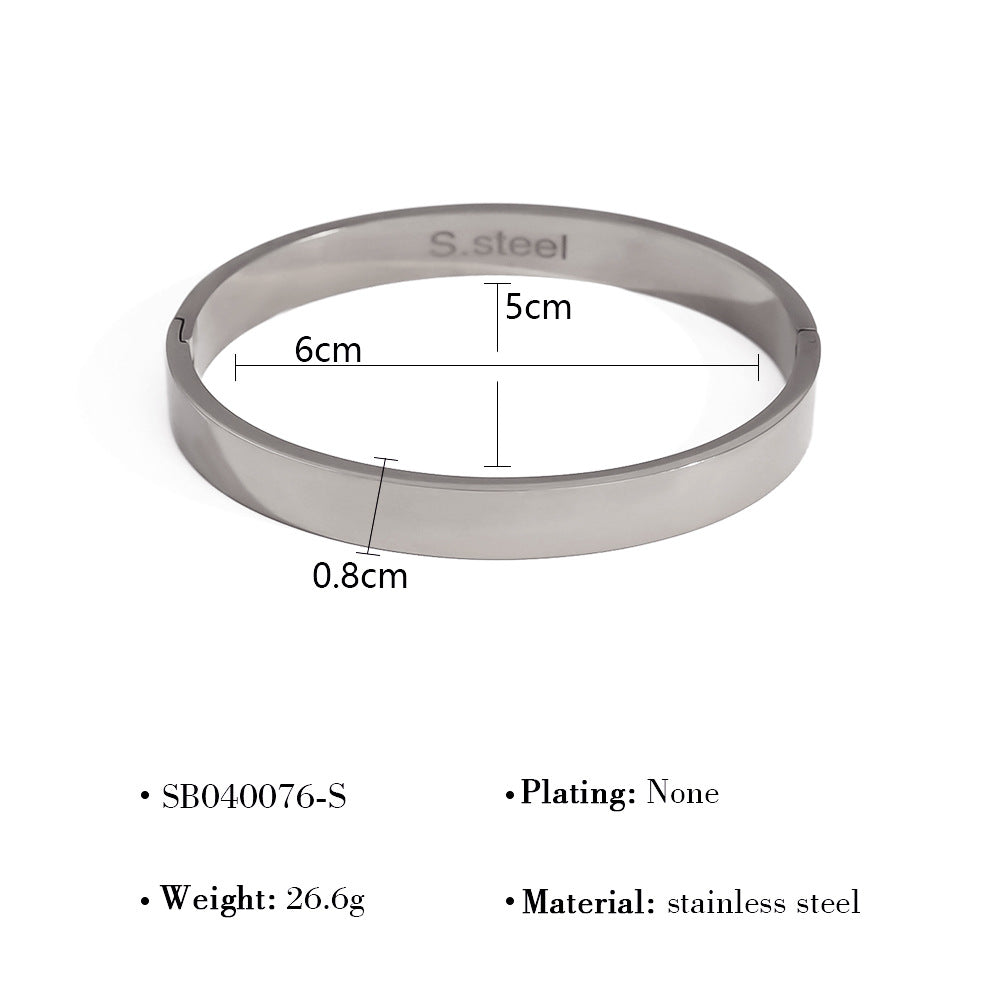 Geometric Polished Surface Couple Open Clasp Bangle – 18K Gold-Plated Titanium Steel Jewelry