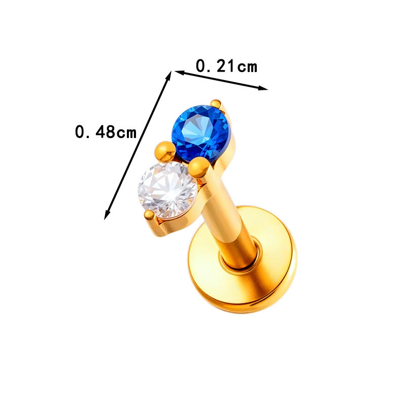 G23 Titanium Piercing with Zirconia - Flat Back Lip, Cartilage & Helix Stud | Push Pin Design