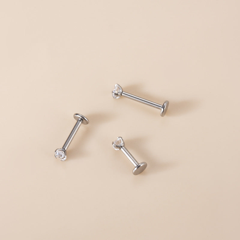 G23 Titanium Zircon Lip & Cartilage Piercing Jewelry | Internally Threaded Studs | Fashionable & Hypoallergenic
