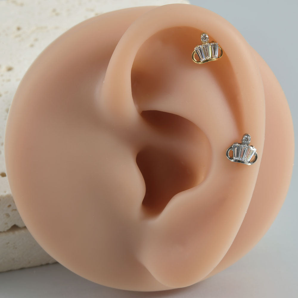 Princess Crown Zircon Crystal flatback Threadless Labret Ear Piercing