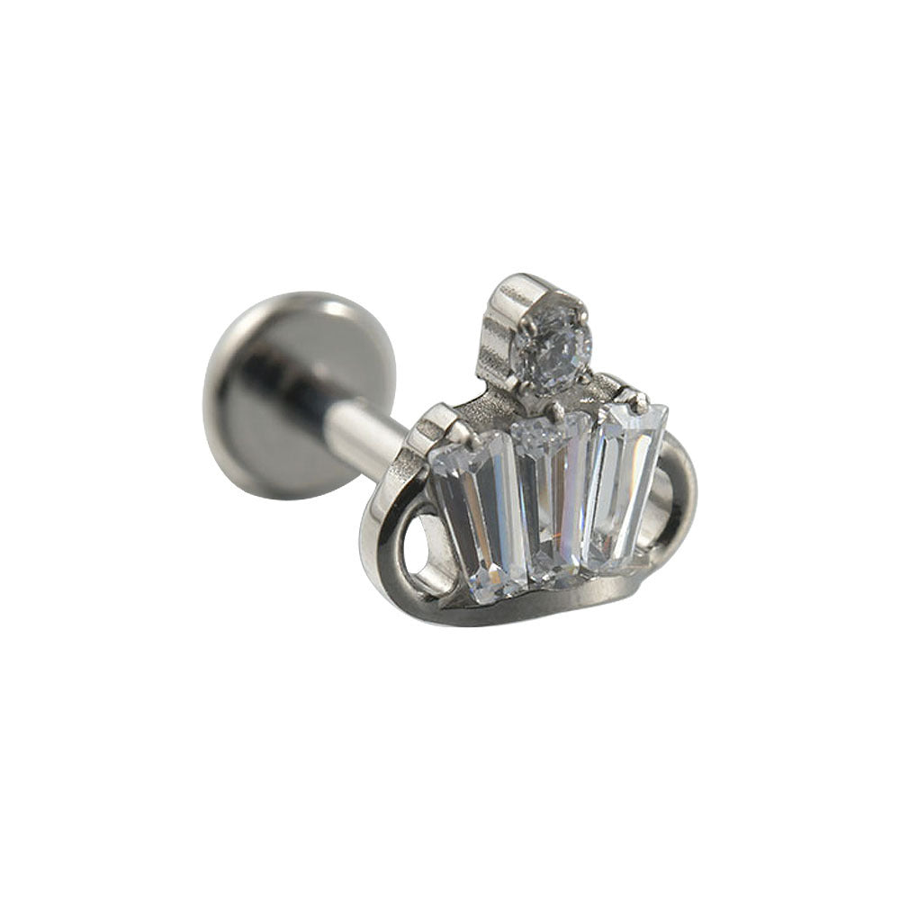 Princess Crown Zircon Crystal flatback Threadless Labret Ear Piercing