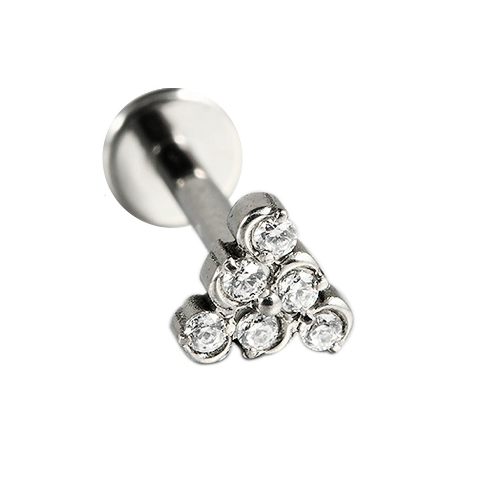 Little Triangle CZ stone Flatback Threadless Labret Ear piercings