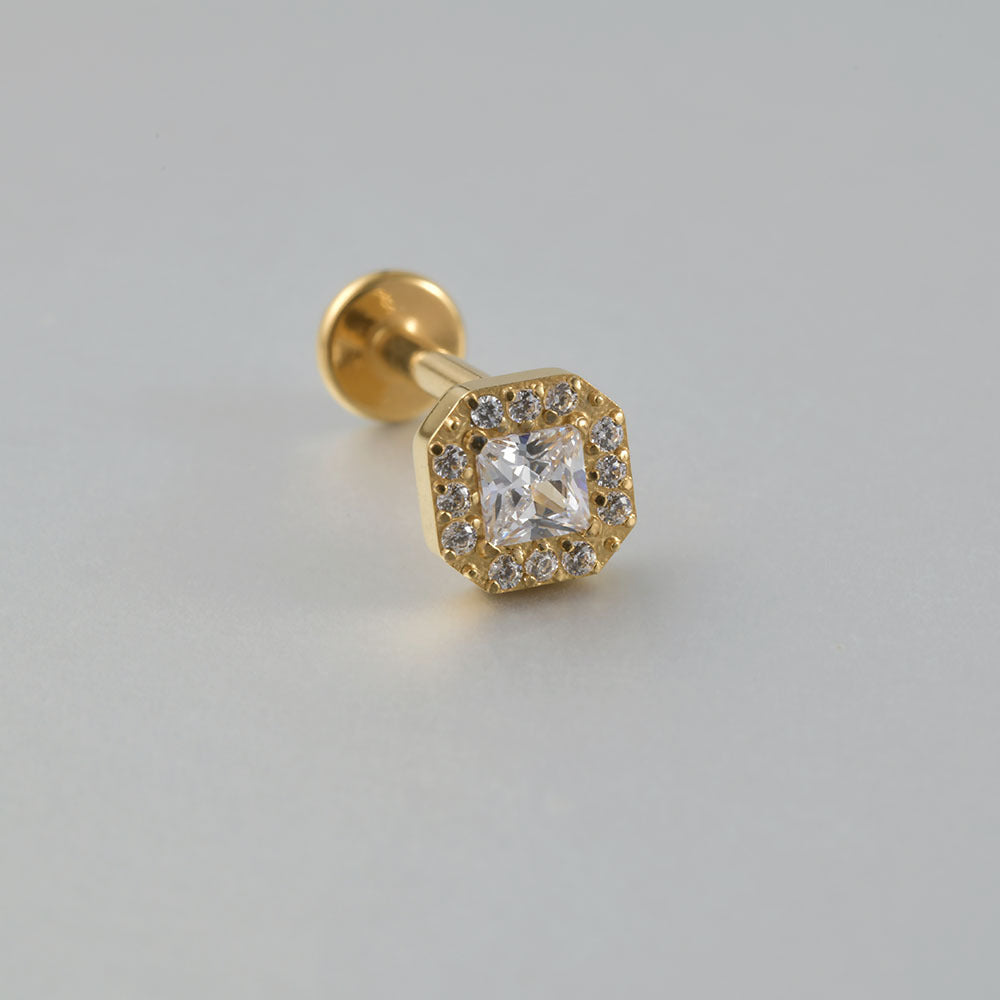 Big square Zircon Stone Labret Threadless Tragus Ear loops