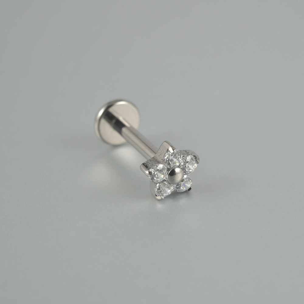 Small Flower 5 Zircon Stone Labret Tragus Piercing Jewelry