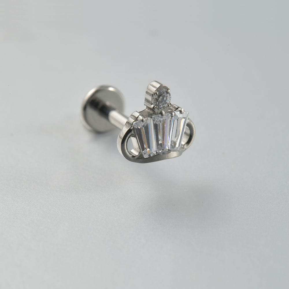 Princess Crown Zircon Crystal flatback Threadless Labret Ear Piercing