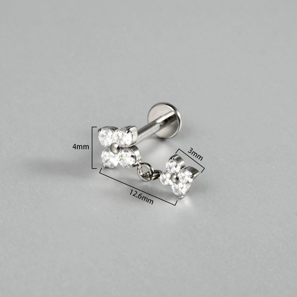 16/18/20G Flowers Drop Pendant Push-in Pin Flatback Ear Piercing