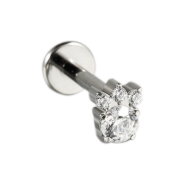 Cute Dog pet footprint zircon stone flatback labret ear piercing