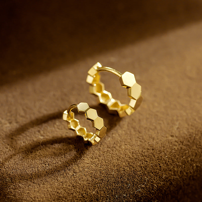 18K/14K Solid Gold Geometric Polished Drop Earrings – Minimalist Luxury Design