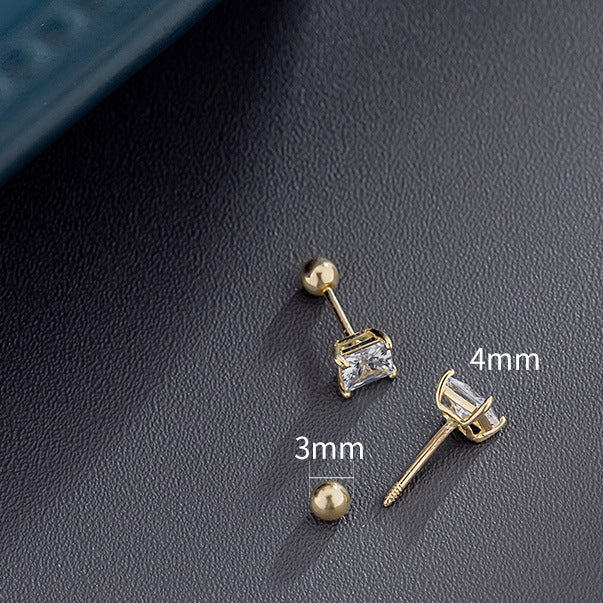 14K Gold Push-in Labret Piercing Stud with 5A Zircon – for Lip, Helix & Cartilage