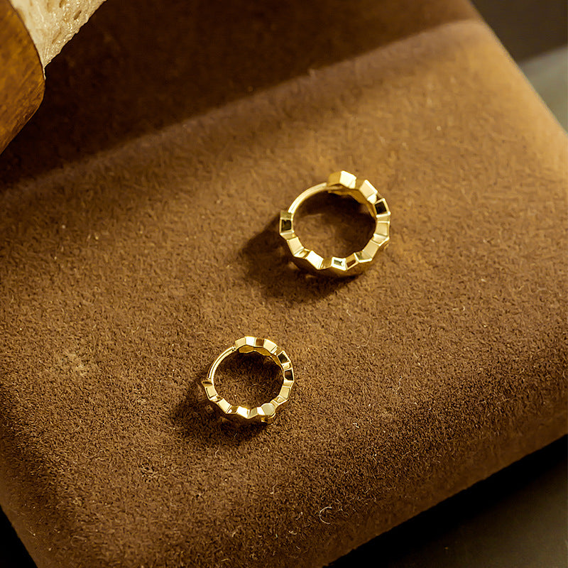 18K/14K Solid Gold Geometric Polished Drop Earrings – Minimalist Luxury Design
