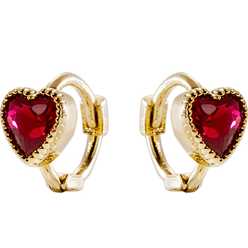 14K Solid Gold Heart-Shaped Red Zircon Helix Piercing Hoop Earring – Romantic & Dainty