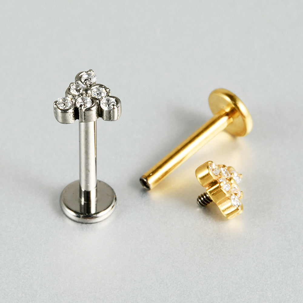 Little Triangle CZ stone Flatback Threadless Labret Ear piercings