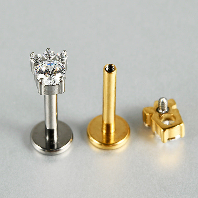 Cute Dog pet footprint zircon stone flatback labret ear piercing