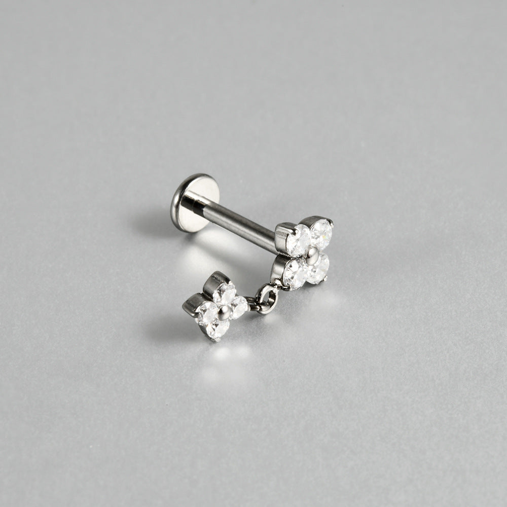16/18/20G Flowers Drop Pendant Push-in Pin Flatback Ear Piercing