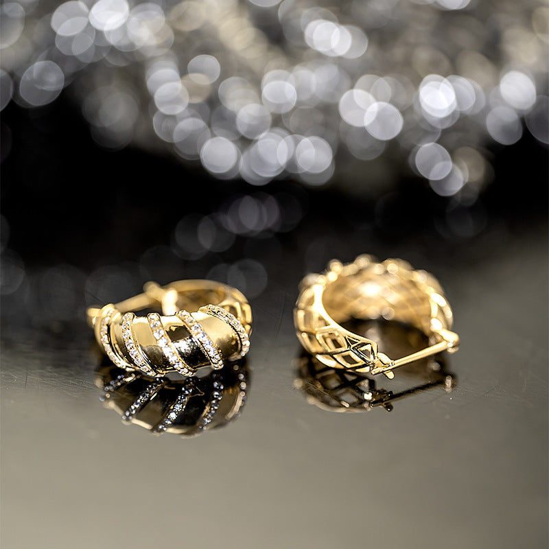 14K Yellow Gold Classic Zircon Huggie Hoop Earrings – Sparkling Everyday Style