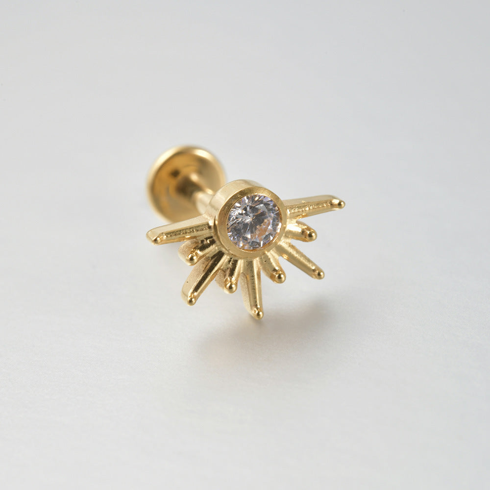 Little Sun shape 18G Threadless Flatback Labret Ear Piercing