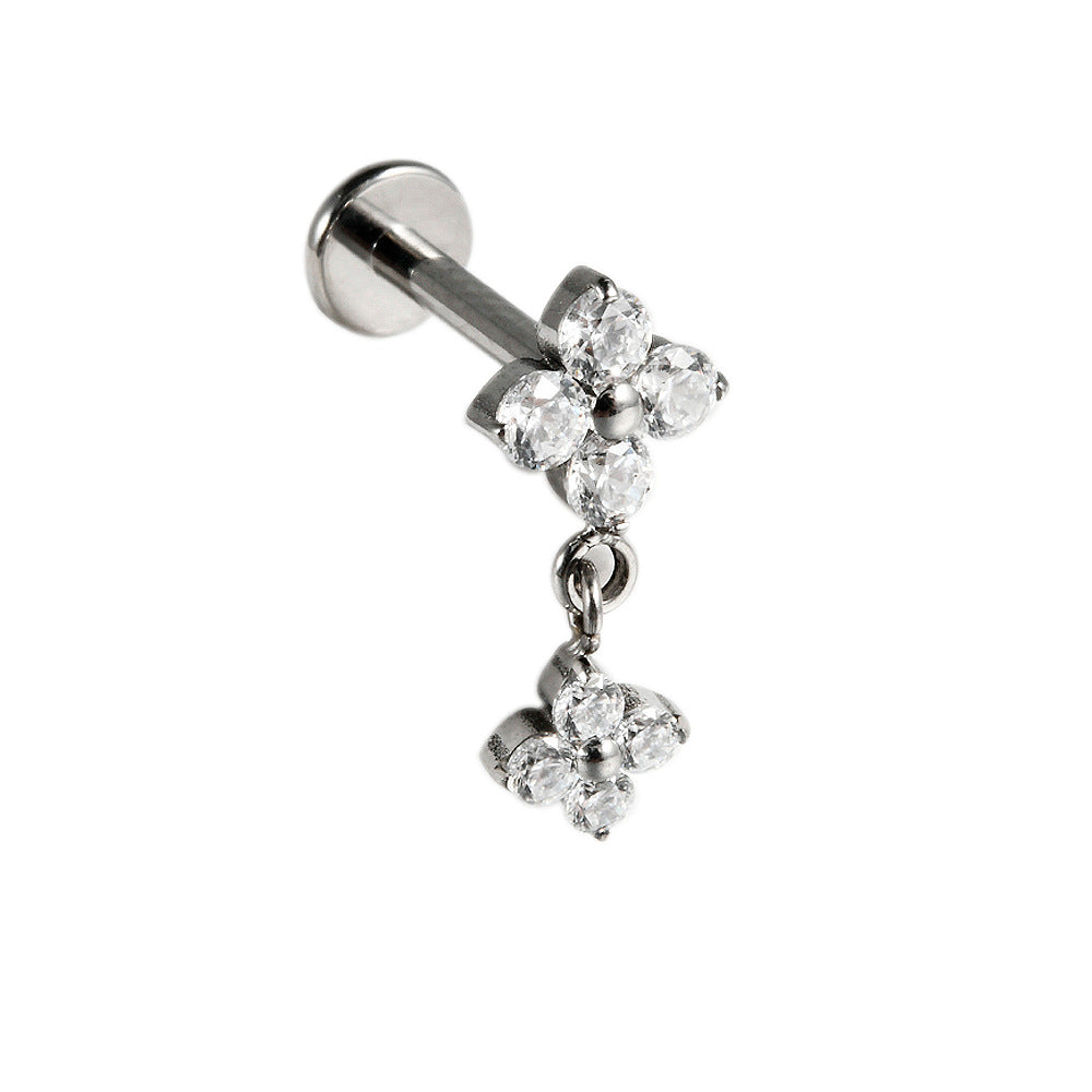 16/18/20G Flowers Drop Pendant Push-in Pin Flatback Ear Piercing