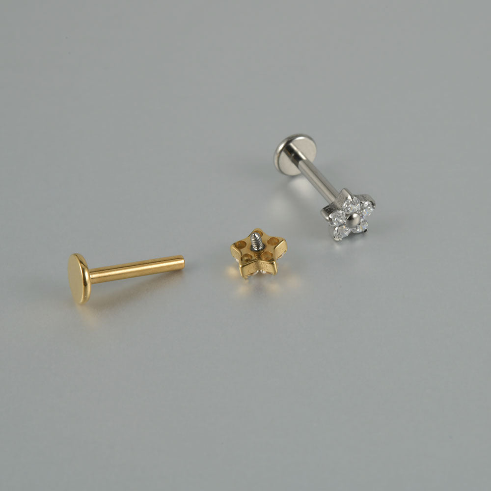 Small Flower 5 Zircon Stone Labret Tragus Piercing Jewelry