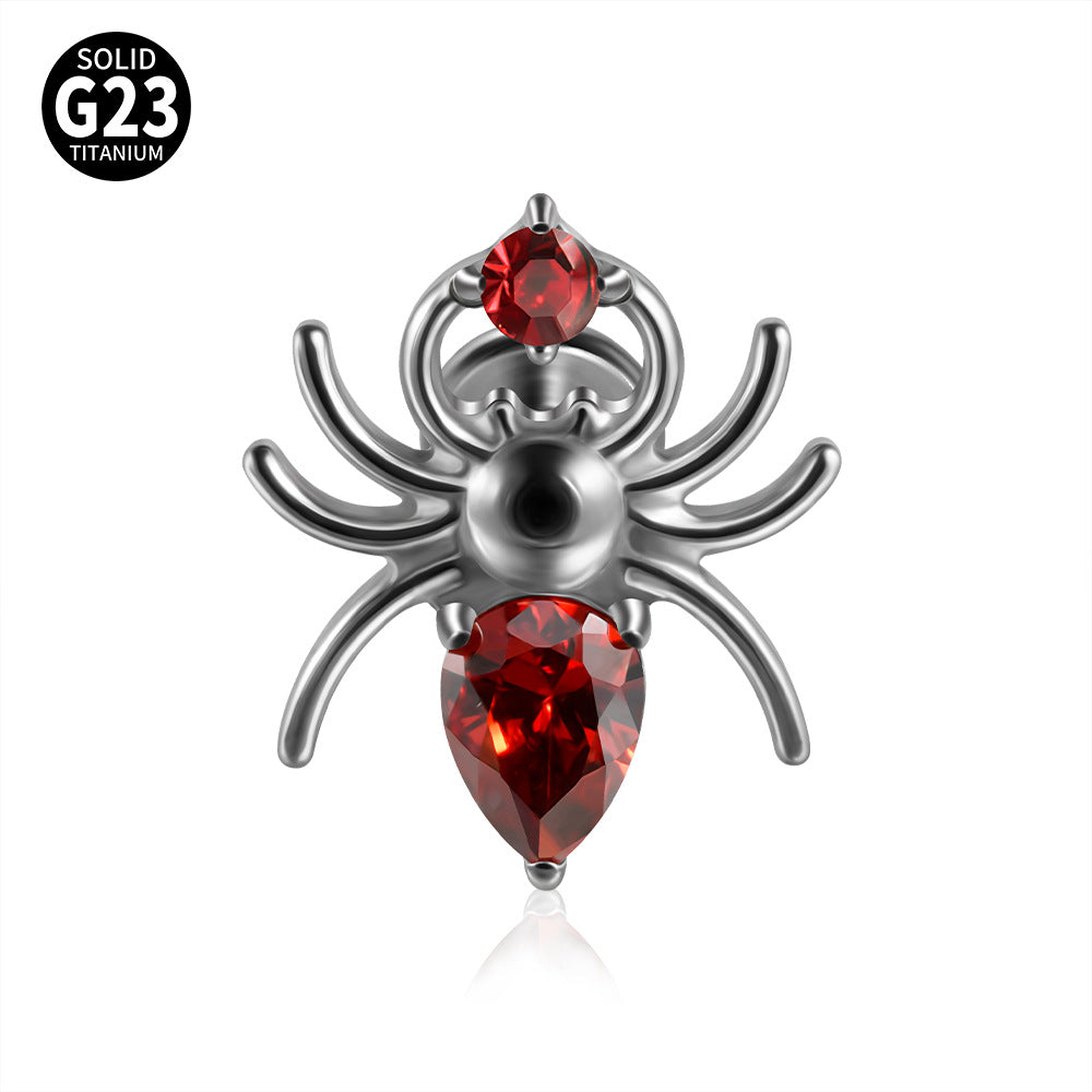 Black/Pink/Clear Zircon Spiders Threadless Ear stud Labret