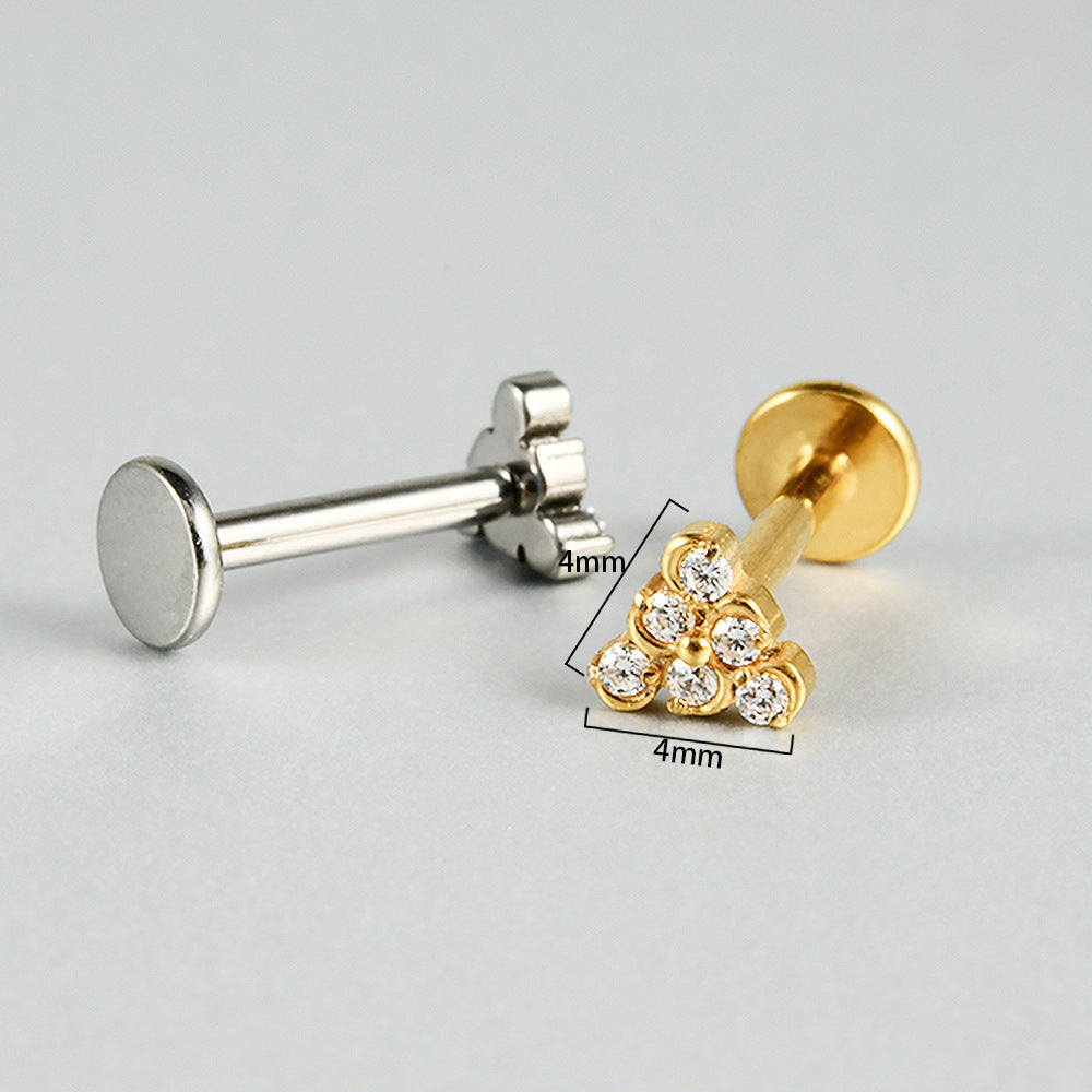 Little Triangle CZ stone Flatback Threadless Labret Ear piercings
