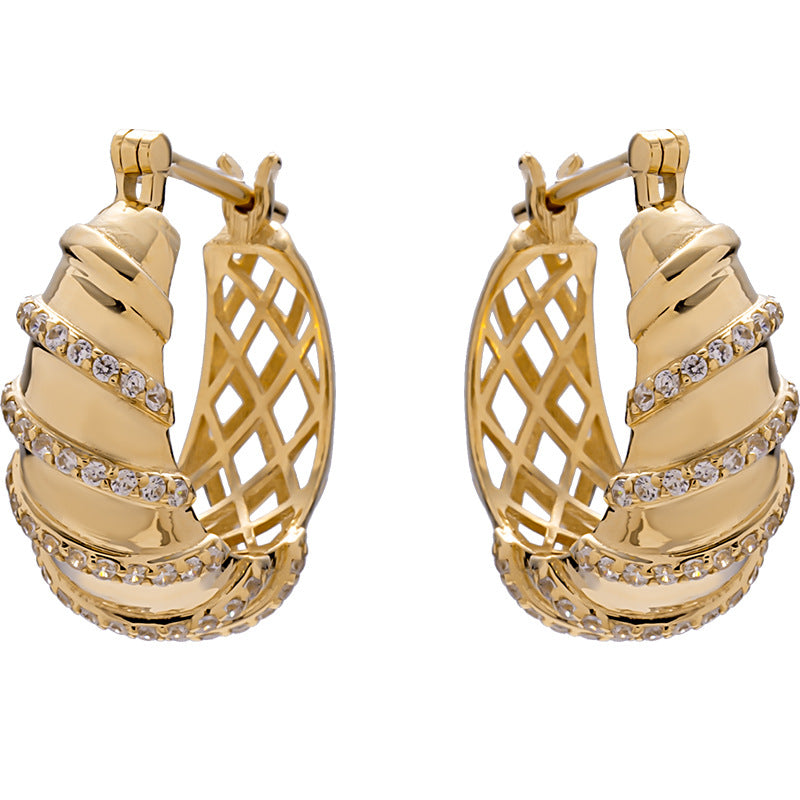 14K Yellow Gold Classic Zircon Huggie Hoop Earrings – Sparkling Everyday Style