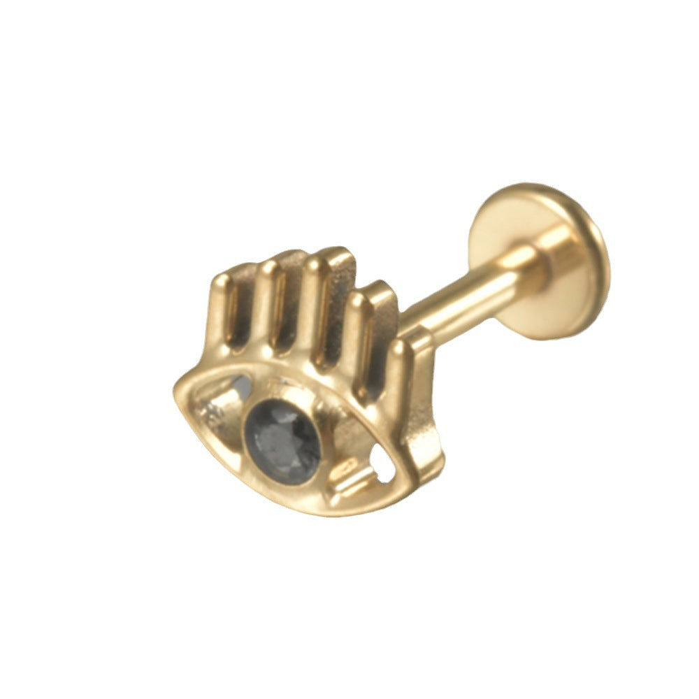 Big Devil Eyes Black stone Flatback Push-in Pin Labret Tragus Piercing