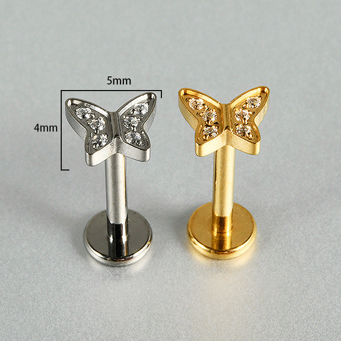 G23 Mulit Little Stone Butterfly Threadless Flatback Labret Ear Piercing