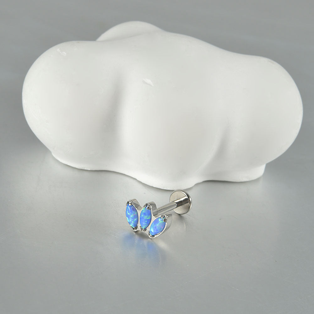 16G Opal Stone Crown Flower shape Labret Ear Piering