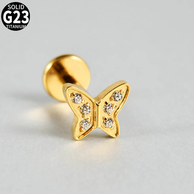 G23 Mulit Little Stone Butterfly Threadless Flatback Labret Ear Piercing