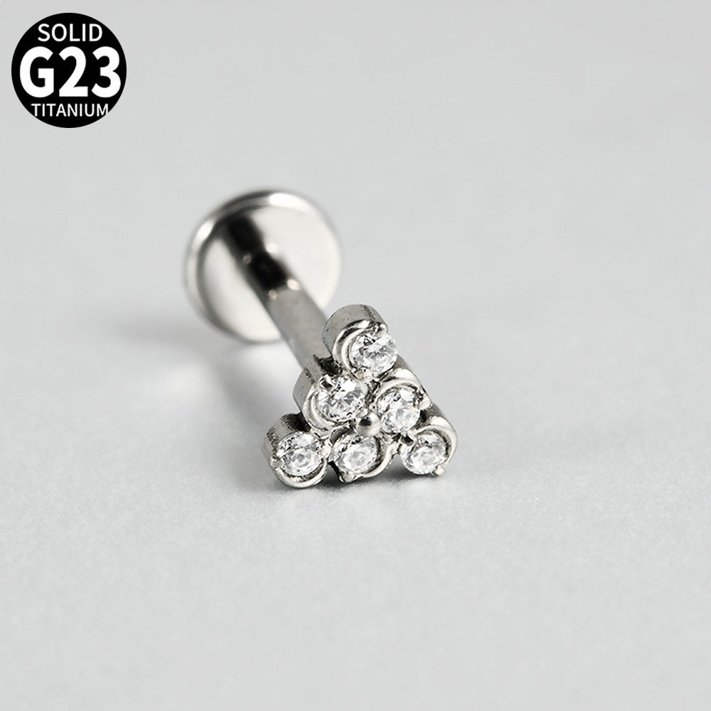 Little Triangle CZ stone Flatback Threadless Labret Ear piercings