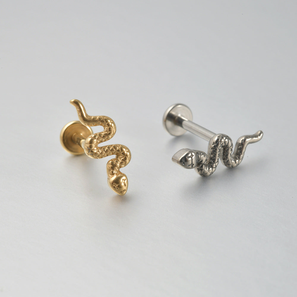 Cute Snake Flatback Threadless Lip Ring Labret Ear Piercing