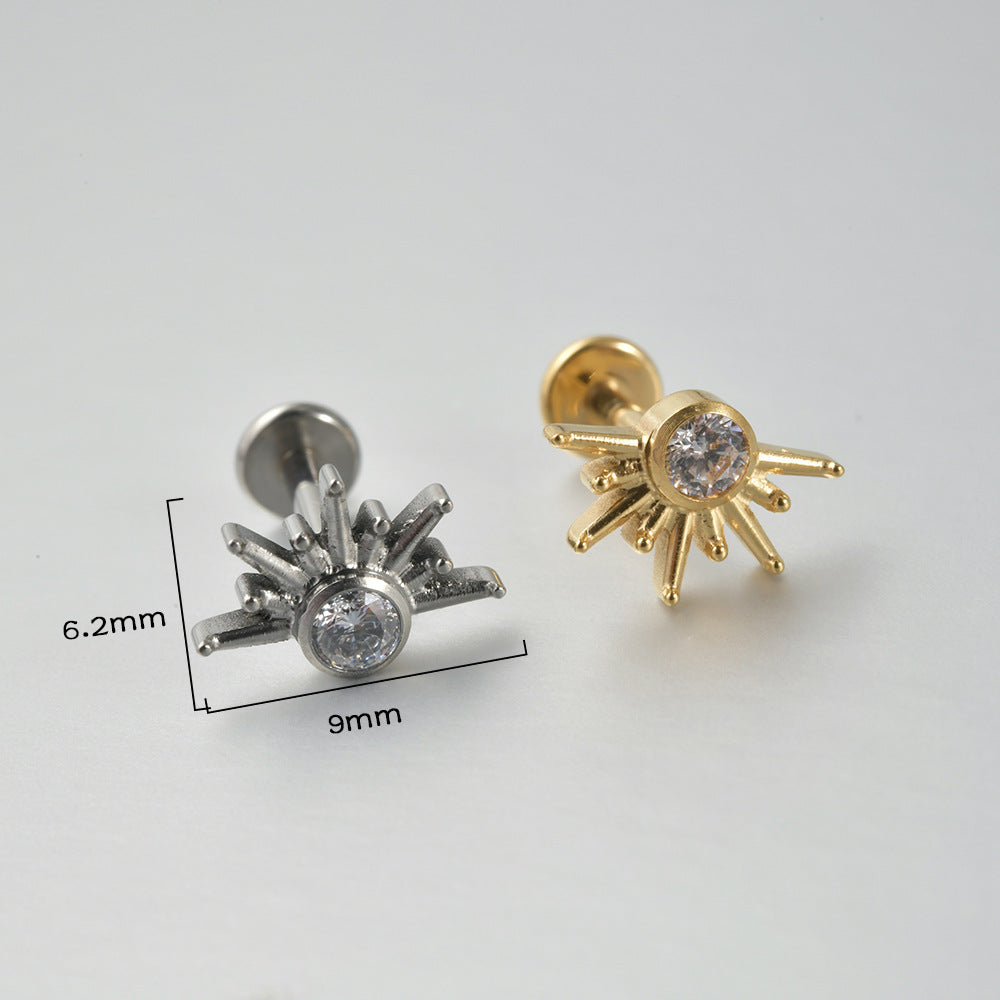 Little Sun shape 18G Threadless Flatback Labret Ear Piercing